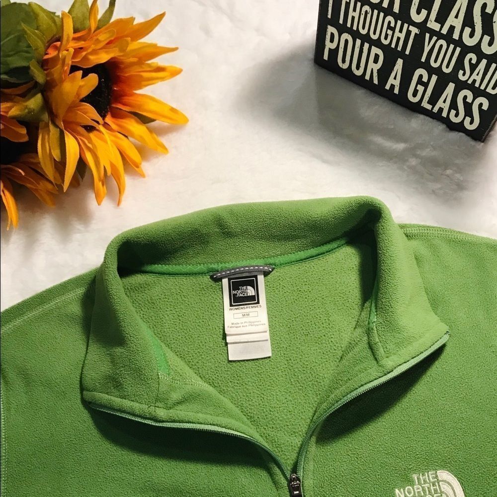 North Face Green Fleece Pullover Sweatshirt M - Picture 4 of 4